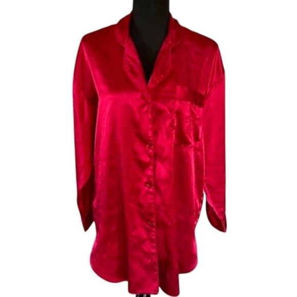 Vintage Victoria’s Secret Gold Label Red Satin Night Shirt – Size P/S – READ - Picture 1 of 8